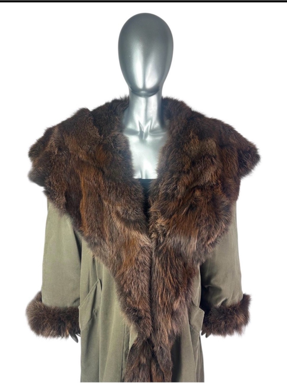Brown Microfiber Rainwear w/Brown FOX Cape Collar & Lining, Size 3XL